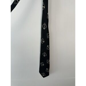 vtg Giorgio Armani Cravatte Men's Necktie Silk Black Geometric Tie Made in Italy